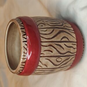 Vintage 1992 Donisa Ceramic Whiskey Barrel Mug Cup 4.25" Tall